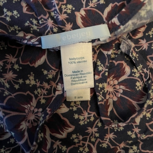 Eberjey Navy Floral Pom Pom Cover Up Size 8 - Picture 5 of 5